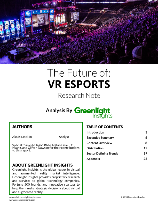 The Future of VR eSports: Market Report 2018