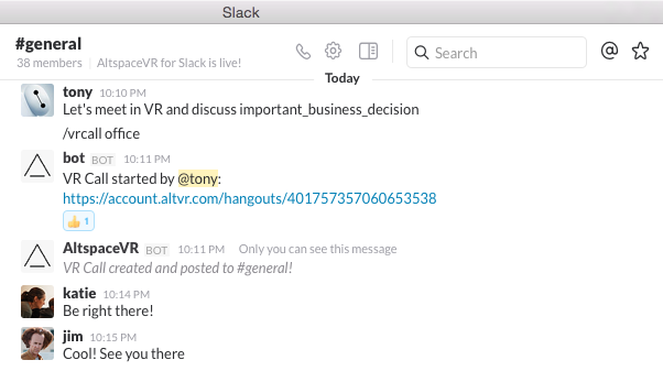 Greenlight VR_AltspaceVR's Slack call